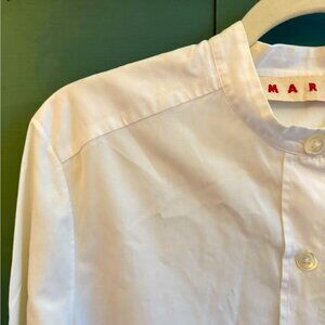 Marni White Buttondown Tunic w. Mandarin Collar